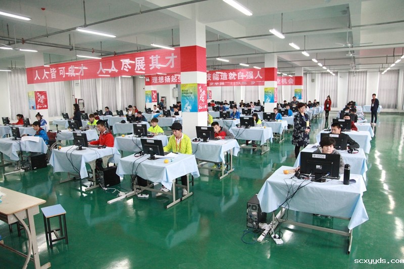 图为2016年全国残联系统职业院校职业技能竞赛现场图片
